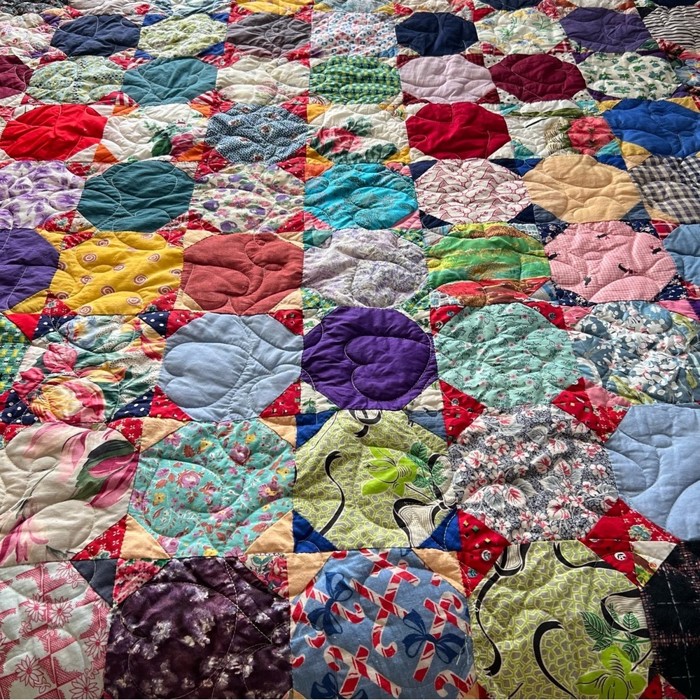 Vintage Patchwork Quilt – Handmade – 85” x 75” - Picture 9 of 12